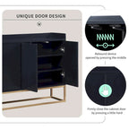 White Buffet Cabinet with Gold Legs for 4-6 People