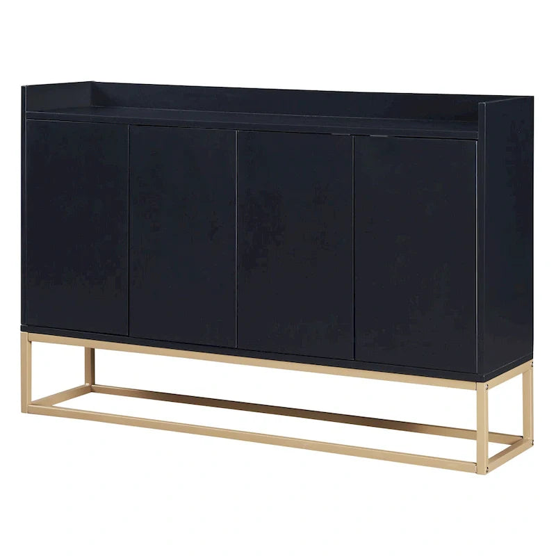 White Buffet Cabinet with Gold Legs for 4-6 People