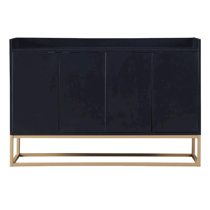 White Buffet Cabinet with Gold Legs for 4-6 People