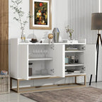 White Buffet Cabinet with Gold Legs for 4-6 People