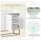 White Buffet Cabinet with Gold Legs for 4-6 People