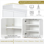 White Buffet Cabinet with Gold Legs for 4-6 People