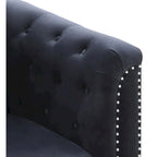 Velvet Button-Tufted Sofa with Reversible Chaise for 3-4 People