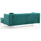 Velvet Button-Tufted Sofa with Reversible Chaise for 3-4 People