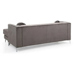 Velvet Button-Tufted Sofa with Reversible Chaise for 3-4 People