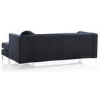 Velvet Button-Tufted Sofa with Reversible Chaise for 3-4 People