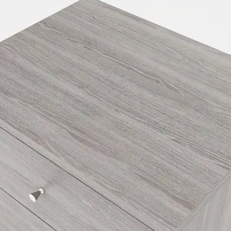 Grey Mid-Century Modern 2-Drawer Nightstand