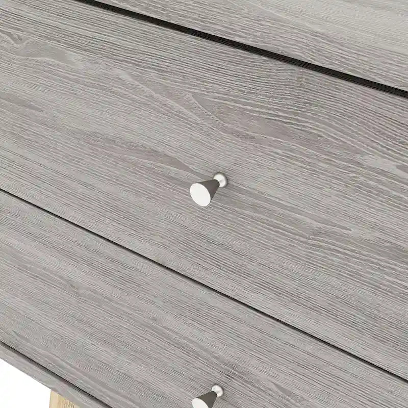 Grey Mid-Century Modern 2-Drawer Nightstand