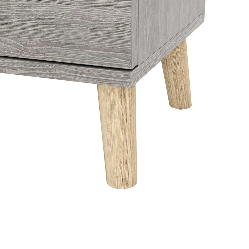 Grey Mid-Century Modern 2-Drawer Nightstand