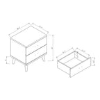 Grey Mid-Century Modern 2-Drawer Nightstand