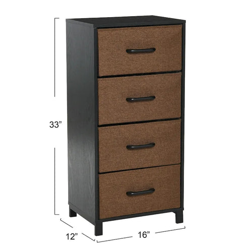 4-Drawer Dresser Tower - Black Oak Finish
