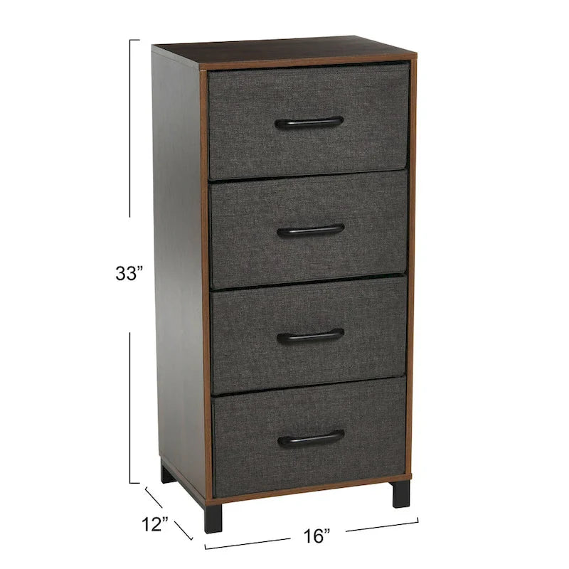 4-Drawer Dresser Tower - Black Oak Finish