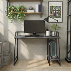 Light Grey / Antique White Industrial Computer Desk – Black Steel Frame, Single, with USB Ports