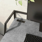 Light Grey / Antique White Industrial Computer Desk – Black Steel Frame, Single, with USB Ports