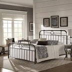Black Metal Bed Frame, Curved Spindle Style, Twin/Full/Queen/King