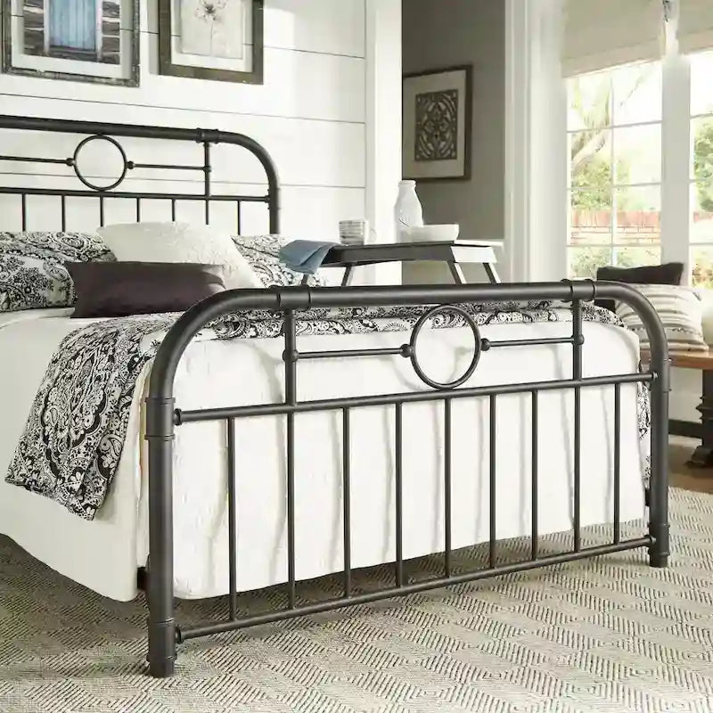Black Metal Bed Frame, Curved Spindle Style, Twin/Full/Queen/King