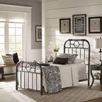 Black Metal Bed Frame, Curved Spindle Style, Twin/Full/Queen/King