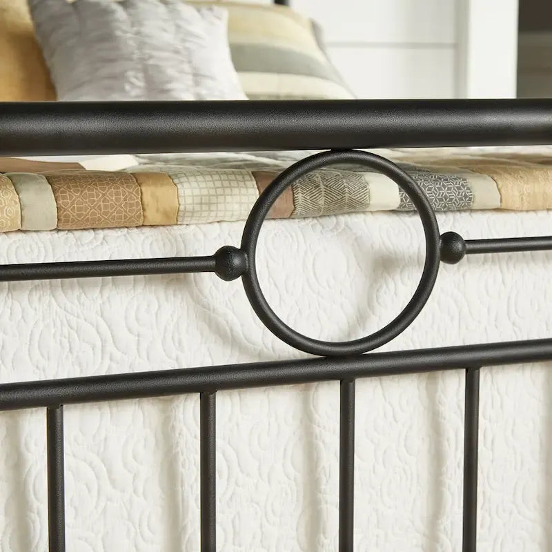 Black Metal Bed Frame, Curved Spindle Style, Twin/Full/Queen/King