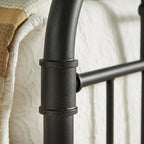 Black Metal Bed Frame, Curved Spindle Style, Twin/Full/Queen/King