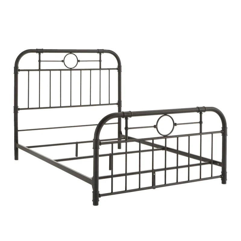 Black Metal Bed Frame, Curved Spindle Style, Twin/Full/Queen/King