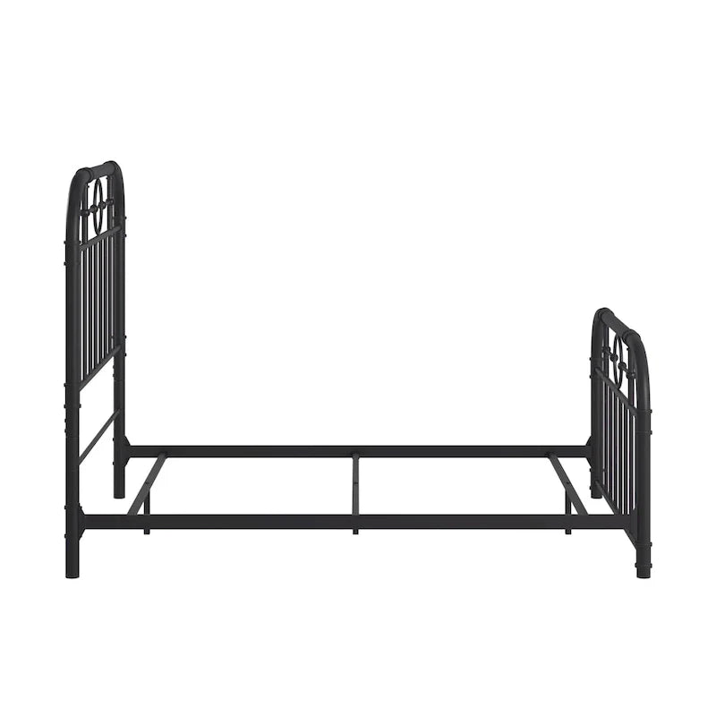 Black Metal Bed Frame, Curved Spindle Style, Twin/Full/Queen/King