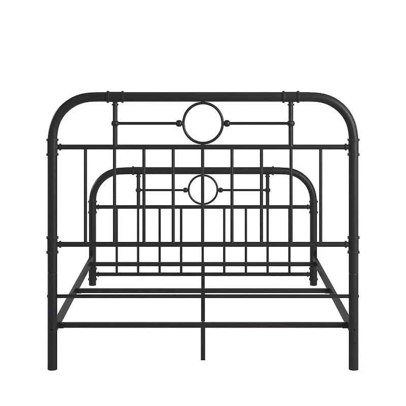 Black Metal Bed Frame, Curved Spindle Style, Twin/Full/Queen/King