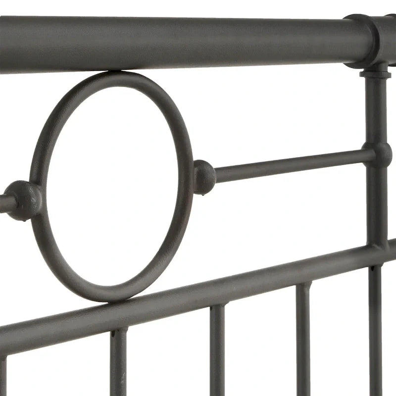 Black Metal Bed Frame, Curved Spindle Style, Twin/Full/Queen/King