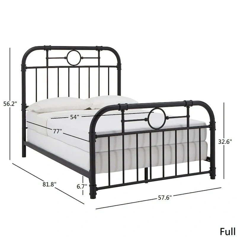 Black Metal Bed Frame, Curved Spindle Style, Twin/Full/Queen/King