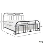 Black Metal Bed Frame, Curved Spindle Style, Twin/Full/Queen/King