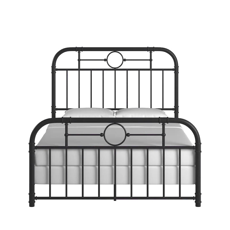 Black Metal Bed Frame, Curved Spindle Style, Twin/Full/Queen/King