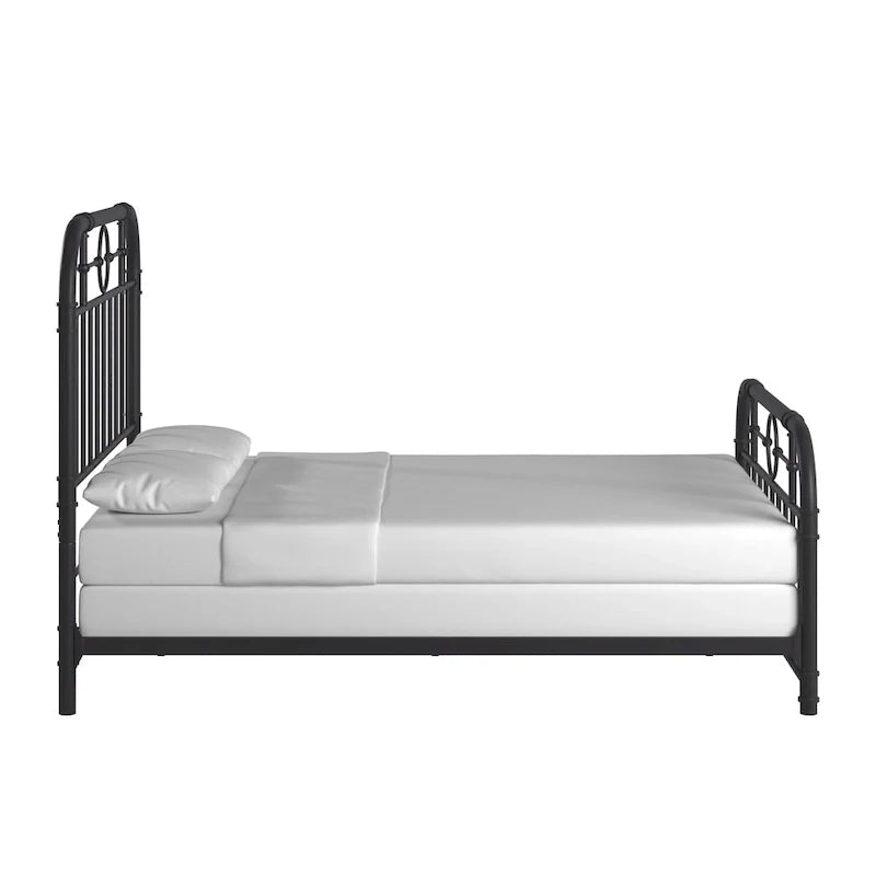 Black Metal Bed Frame, Curved Spindle Style, Twin/Full/Queen/King