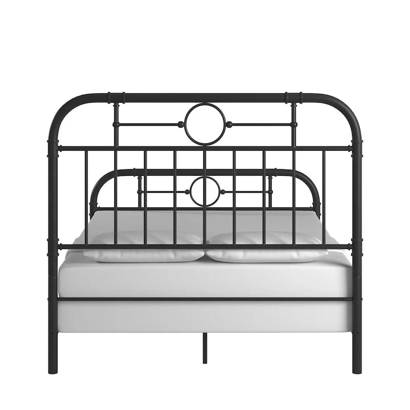 Black Metal Bed Frame, Curved Spindle Style, Twin/Full/Queen/King