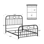 Black Metal Bed Frame, Curved Spindle Style, Twin/Full/Queen/King