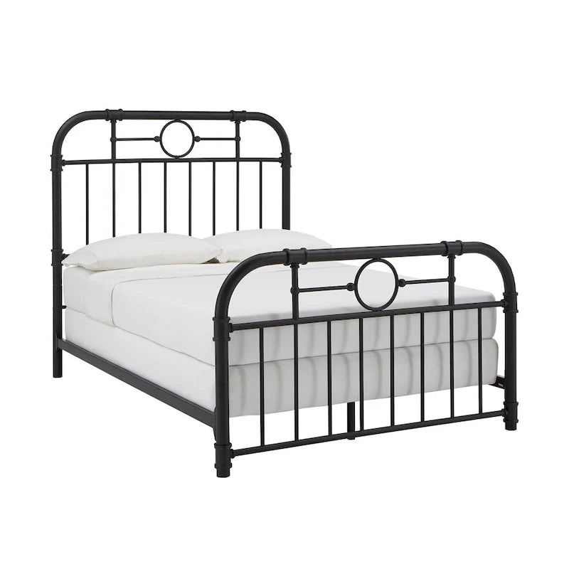 Black Metal Bed Frame, Curved Spindle Style, Twin/Full/Queen/King