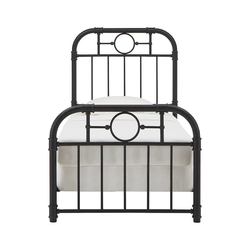Black Metal Bed Frame, Curved Spindle Style, Twin/Full/Queen/King