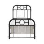 Black Metal Bed Frame, Curved Spindle Style, Twin/Full/Queen/King