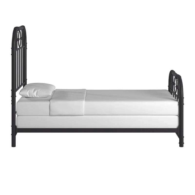 Black Metal Bed Frame, Curved Spindle Style, Twin/Full/Queen/King