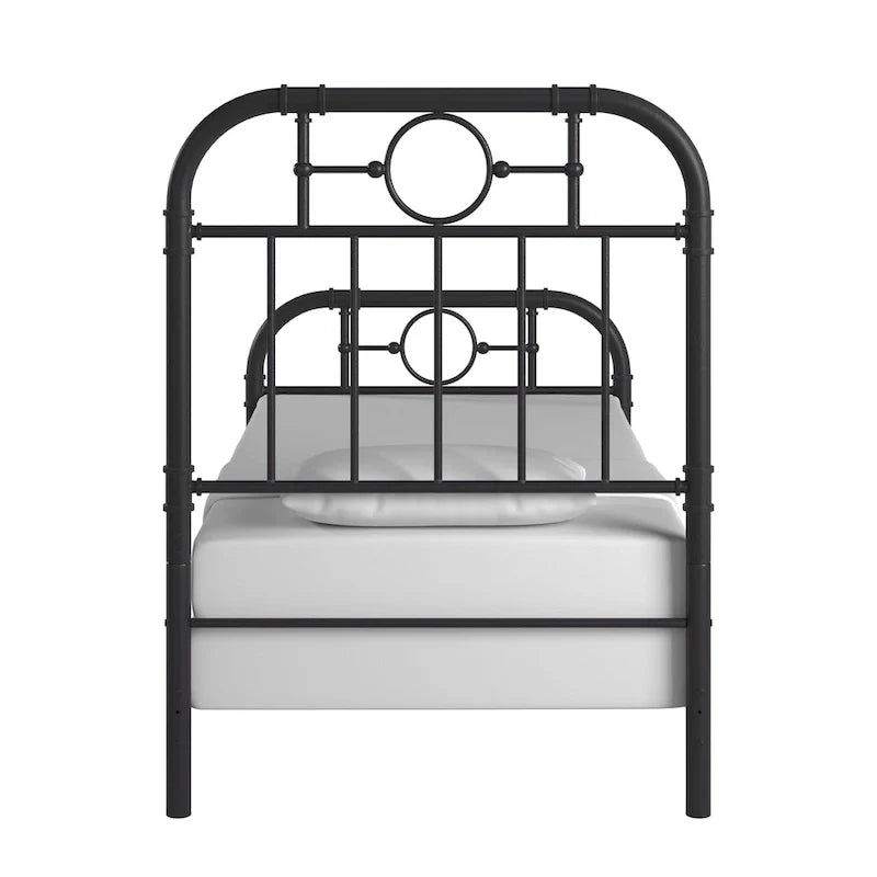 Black Metal Bed Frame, Curved Spindle Style, Twin/Full/Queen/King