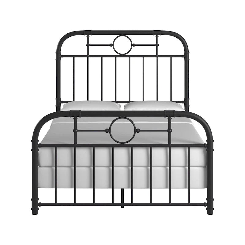 Black Metal Bed Frame, Curved Spindle Style, Twin/Full/Queen/King