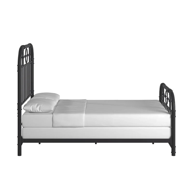 Black Metal Bed Frame, Curved Spindle Style, Twin/Full/Queen/King