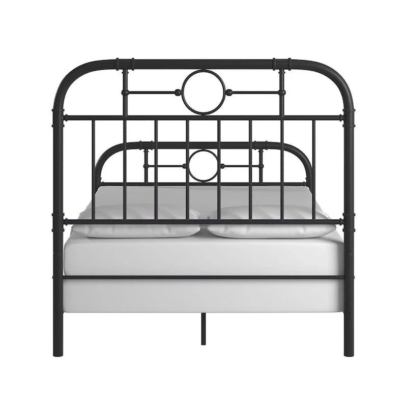 Black Metal Bed Frame, Curved Spindle Style, Twin/Full/Queen/King