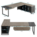 Rustic Brown L-Shaped Desk with File Cabinet, Single-Person Home Office Desk