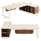 Rustic Brown L-Shaped Desk with File Cabinet, Single-Person Home Office Desk