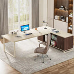 Rustic Brown L-Shaped Desk with File Cabinet, Single-Person Home Office Desk