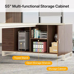 Rustic Brown L-Shaped Desk with File Cabinet, Single-Person Home Office Desk