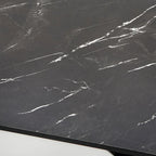 Mid-Century Modern Desk - Black Faux Marble Top - White Drawers