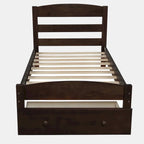 Twin Bed Frame with Storage Drawer - Pine Wood - Classic Style