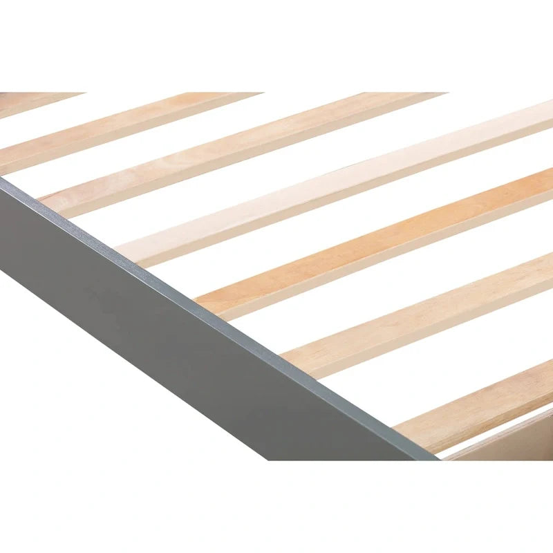 Twin Bed Frame with Storage Drawer - Pine Wood - Classic Style