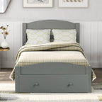 Twin Bed Frame with Storage Drawer - Pine Wood - Classic Style