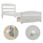 Twin Bed Frame with Storage Drawer - Pine Wood - Classic Style